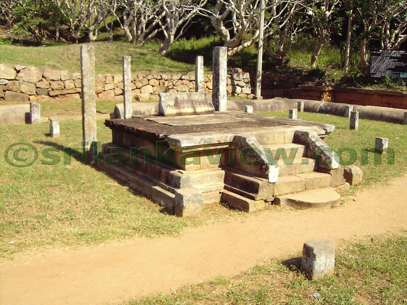 Sannipata Salawa or the Assembly Hall where the monks met for damma discussions. This stone seat was for the chief monk.